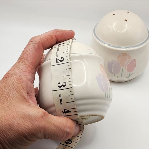 International China Spring Up Pastel Tulips Stoneware Salt And Pepper Japan - Picture 3 of 3